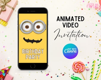 Minions Birthday Invitation, Minions Invitation, Minions Animated Invitation, Minions Animated Invite Video, Minions Video Invitation