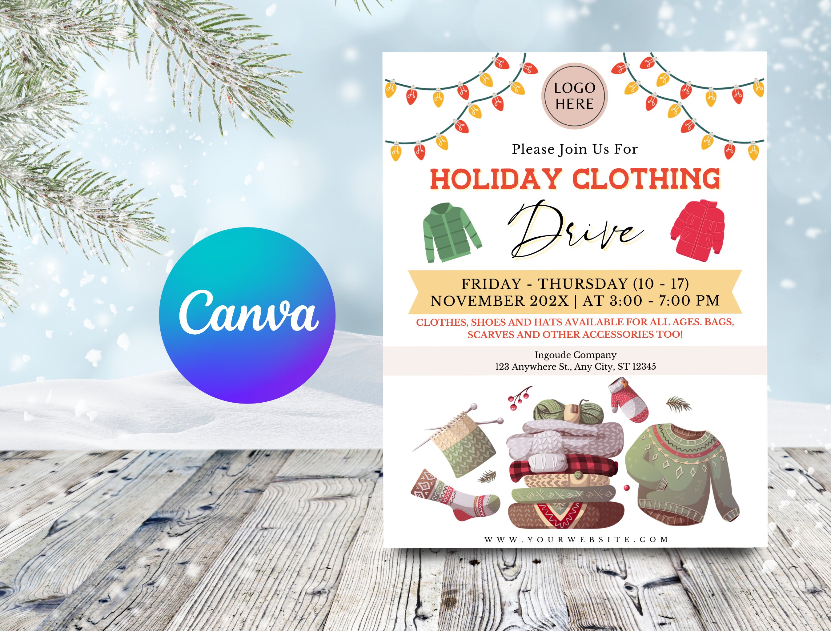 Winter Clothing Drive Flyer Template, Cold Weather Clothes Flyer
