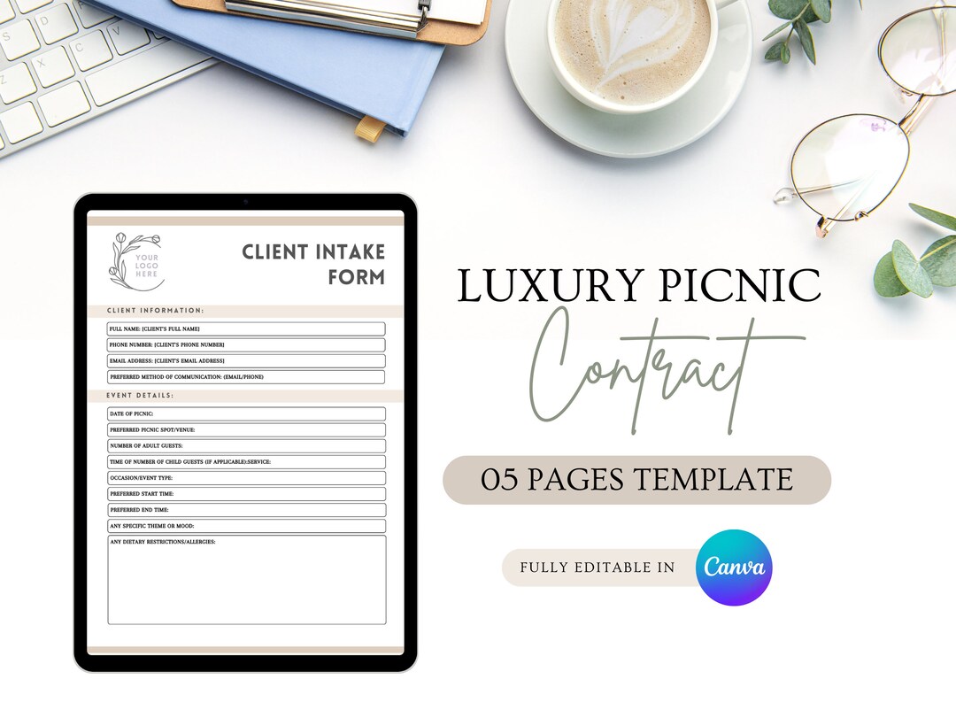 Editable Luxury Picnic Contract Template, Professional Rental Agreement Terms & Conditions for