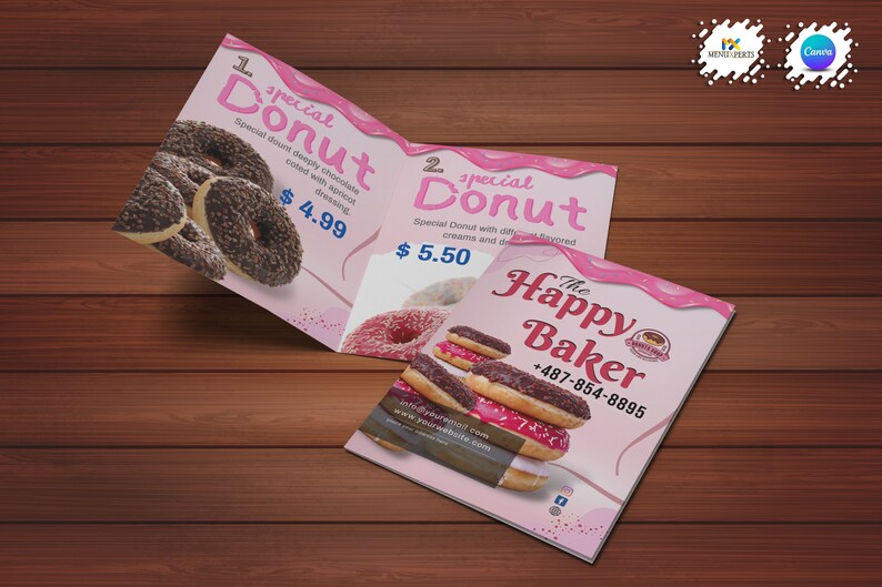 Bakery Menu Price List Editable Template Custom Menu Cards Etsy UK