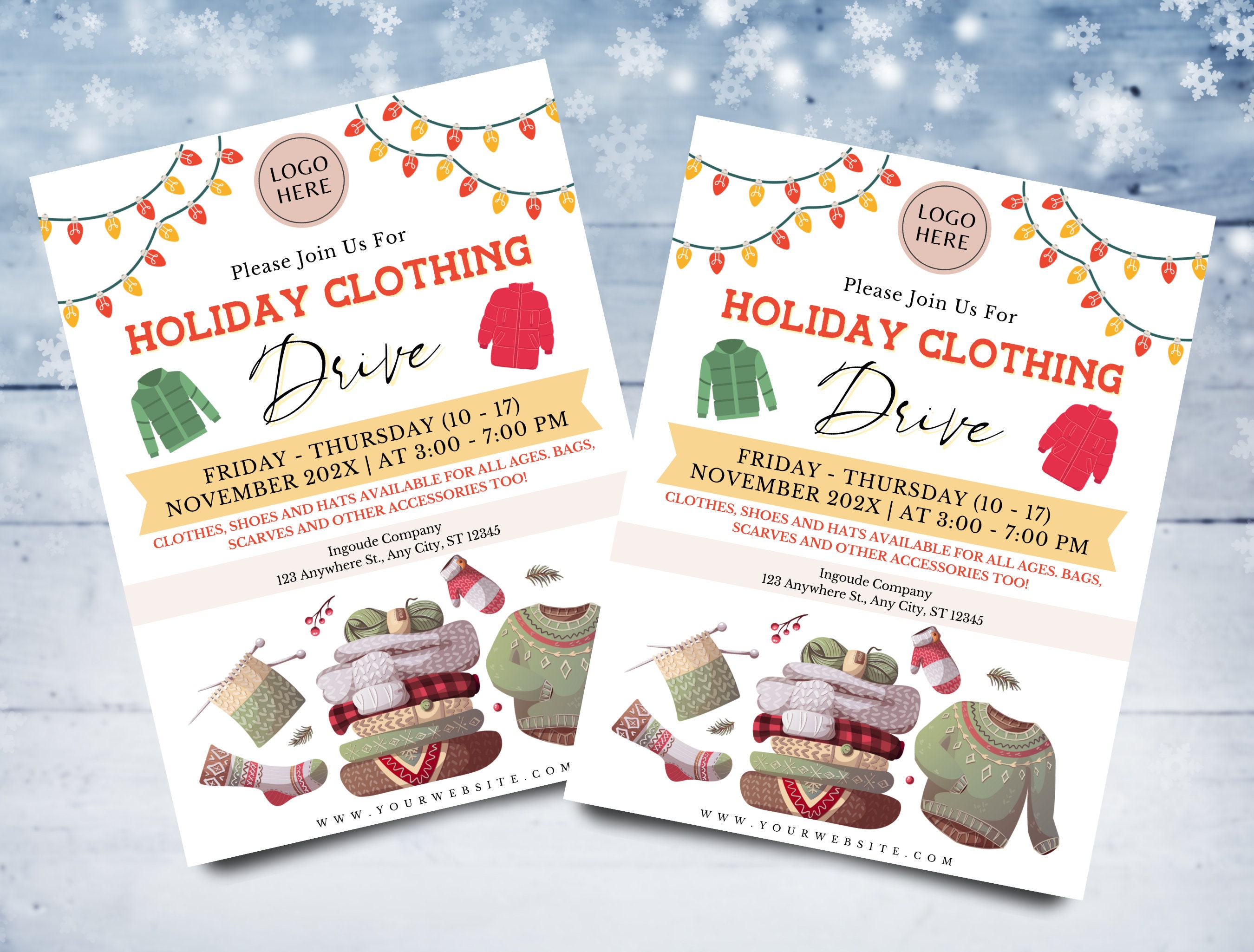 Winter Clothing Drive Flyer Template, Cold Weather Clothes Flyer