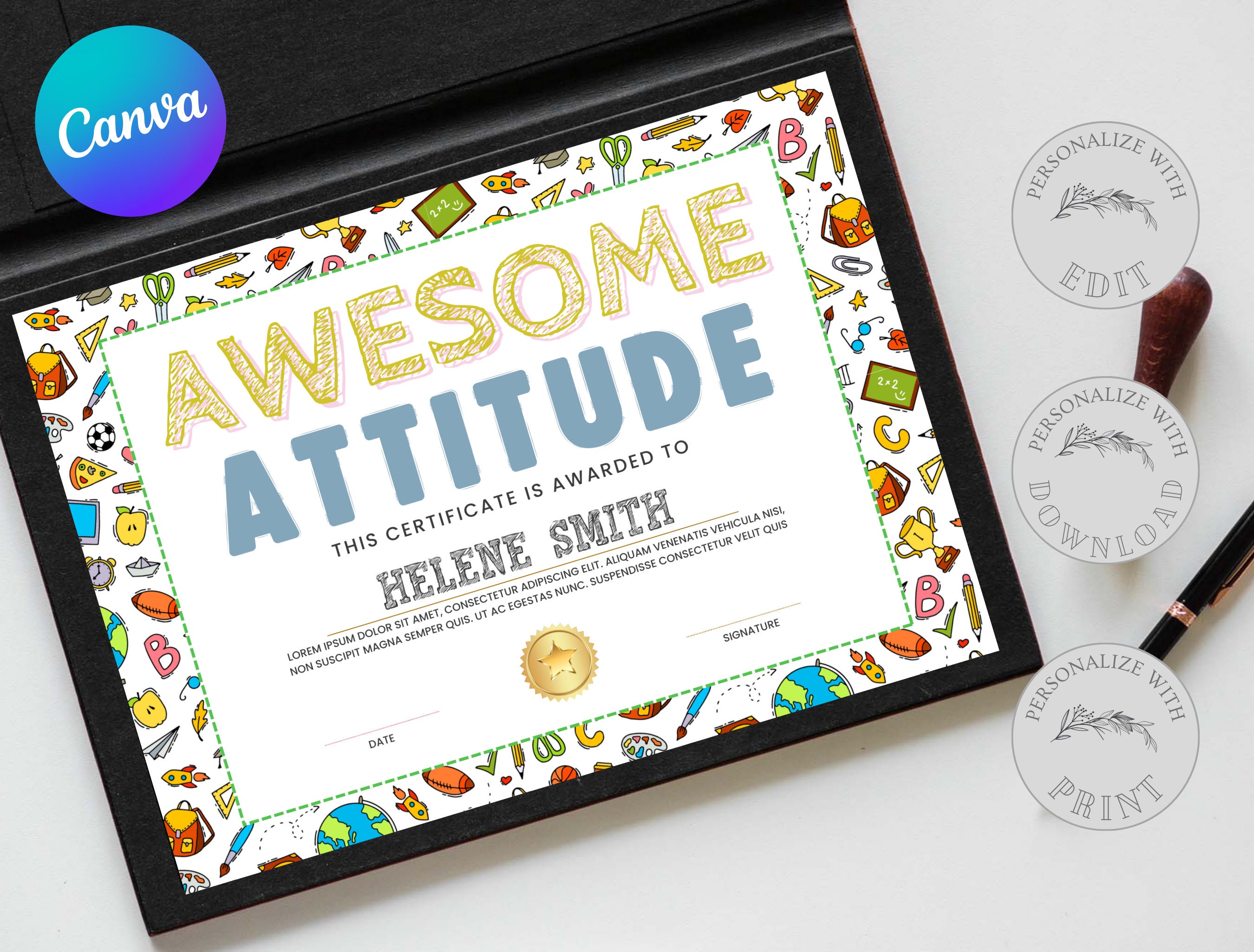 Editable school awards end of year awards personalized school