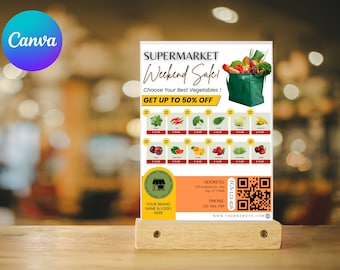 Grocery Sale Flyer Diy Editable Canva Template, Printable & Social Media, Grocery Store, Poster Printer Art, on Sale Inexpensive, Sale