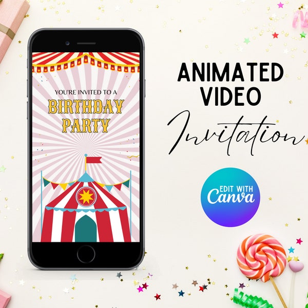 Carnival Birthday Invitation, Animated Invitation, Carnival Video Invitation, Carnival Invite, Carnival Invitation, Video Invitation