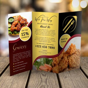 Restaurant Menu Template, Tri-Fold Canva Menu Template, Tri-Fold Restaurant Canva Template, Printable Restaurant Menu, Food Menu Template image 4