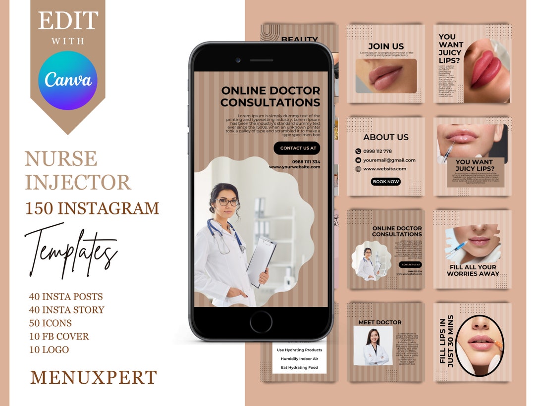 Nurse Injector Instagram Templates, Aesthetic Nurse, Medspa Instagram ...