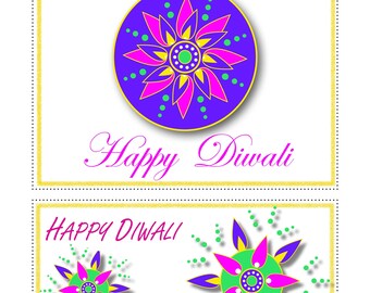 Happy Diwali Card, Deepawali Card, Rangoli Card, Indian Festival of Lights Holiday Card