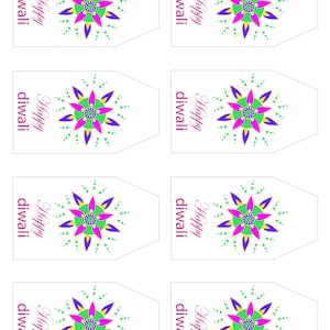 Happy Diwali Gift Tag, Deepawali Gift Tags, Rangoli Tag, Indian Festival of Lights Holiday Tag