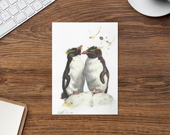 Carte d'amour pingouin, carte d'amis pingouin pour toujours, carte de voeux, carte vierge, carte de Saint-Valentin pingouin, carte d'anniversaire, art pingouin