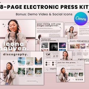 8 Page Music Electronic Press Kit, EPK for Musicians, Artist Media Kit, Singer Press Kit Canva Template, Band Media Kit, Musician EPK