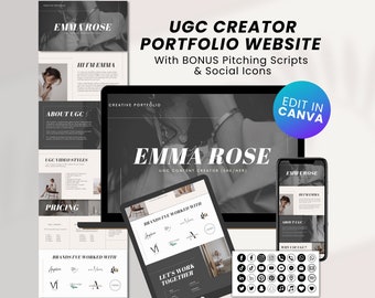 10 Page UGC Portfolio Canva Website Template | User-Generated Content Creator UGC Template Portfolio, UGC Canva Portfolio Template | Emma
