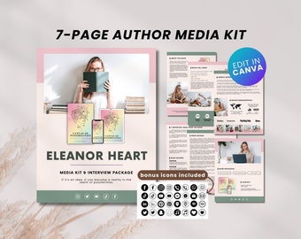 7-Page Author Media Kit Canva Template, Author Press Kit, Book Media Kit, Writer Media Kit Canva Template, Book Launch Press Release Canva
