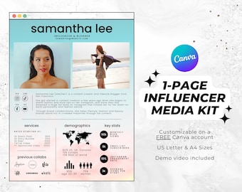 1 Page Media Kit Canva Template, Media Kit Tiktok Instagram, Media Kit Template, Blogger Media Kit, One Page Media Kit Rate Sheet Influencer