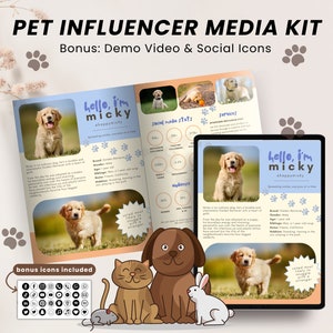 Pet Influencer Media Kit Canva Template Dogfluencer Pet Media Kit Rate Sheet Dog Media Kit for Instagram Tiktok Cat Press Kit Canva Template