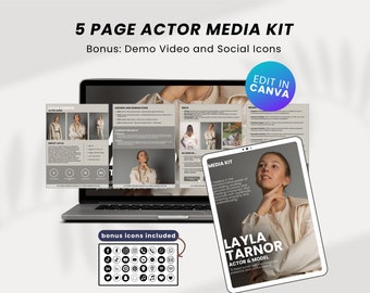 5-Page Actor Media Kit Canva Template Actor Press Kit EPK for Actors Acting Electronic Press Kit for Actress Editable Template Canva