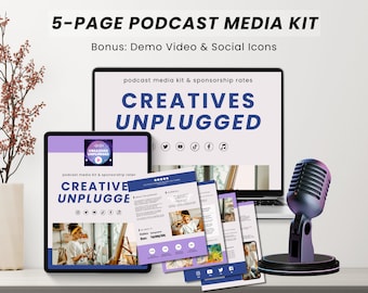 5 Page Podcast Media Kit Canva Template, Podcast Press Kit, Podcast Sponsorship, Podcast Media Kit Template, Pitch Deck Podcast