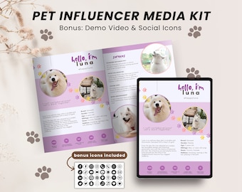 Pet Influencer Media Kit Canva Template Dogfluencer Pet Media Kit Rate Sheet Dog Media Kit for Instagram Tiktok Cat Press Kit Canva Template