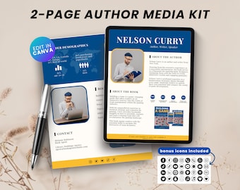 2-Page Author Press Kit Canva Template, Author Media Kit, Book Marketing Book Press Release, Book Media Kit Canva, Writer Media Kit Template