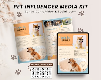Pet Influencer Media Kit Canva Template Dogfluencer Pet Media Kit Rate Sheet Dog Media Kit for Instagram Tiktok Cat Press Kit Canva Template