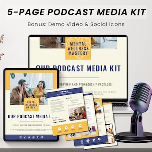 5 Page Podcast Media Kit Canva Template, Podcast Press Kit, Podcast Sponsorship, Podcast Media Kit Template, Pitch Deck Podcast
