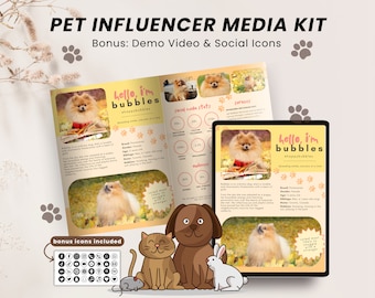 Pet Influencer Media Kit Canva Template Dogfluencer Pet Media Kit Rate Sheet Dog Media Kit for Instagram Tiktok Cat Press Kit Canva Template