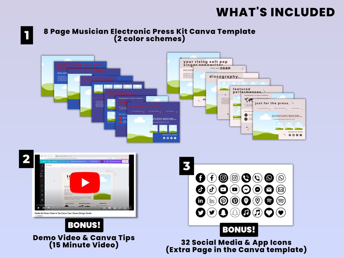 8 Page Music Electronic Press Kit, EPK for Musicians, Artist Media Kit ...