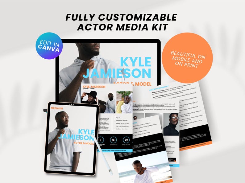 5-page Actor Media Kit Canva Template Actor Press Kit EPK for Actors ...