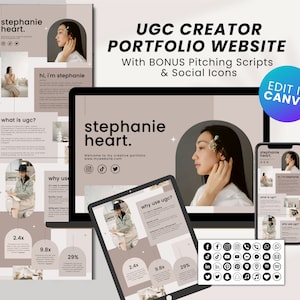 Aesthetic UGC Portfolio Canva Website Template, User-Generated Content Creator UGC Template, Ugc Portfolio Template, UGC Template Retro