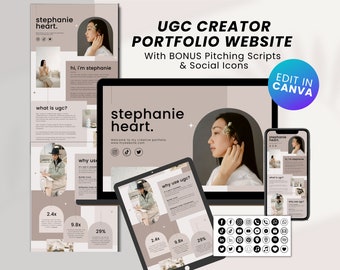 Aesthetic UGC Portfolio Canva Website Template, User-Generated Content Creator UGC Template, Ugc Portfolio Template, UGC Template Retro