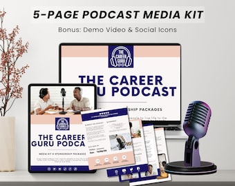 5 Page Podcast Media Kit Canva Template, Podcast Press Kit, Podcast Sponsorship, Pitch Deck Podcast, Podcast Media Kit Template