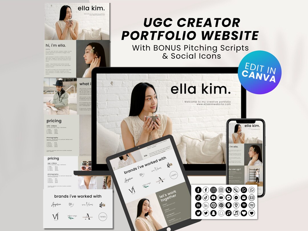 11 Page UGC Portfolio Canva Website Template User-generated Content ...