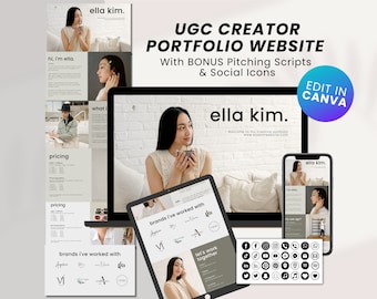 11 Page UGC Portfolio Canva Website Template User-Generated Content Creator UGC Template Ugc Portfolio Template UGC Canva Minimalist | Ella