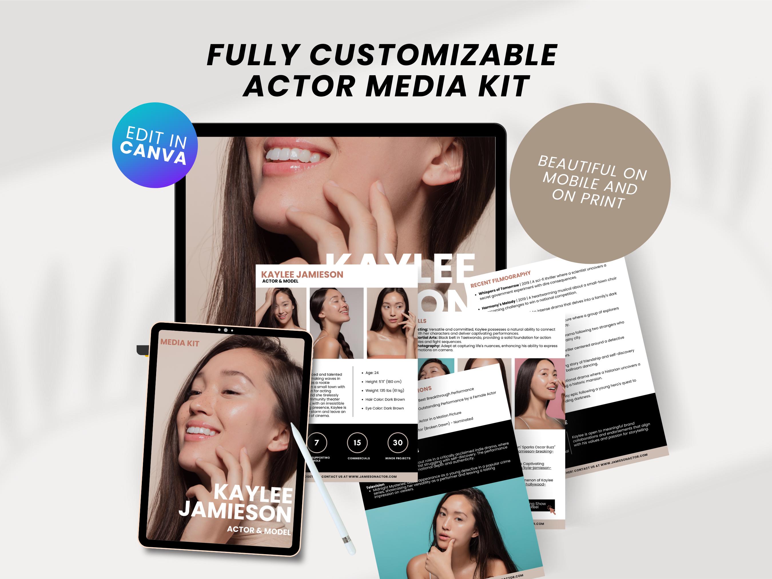 5-page Actor Media Kit Canva Template Actor Press Kit EPK for Actors ...
