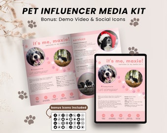 Pet Influencer Media Kit Canva Template Dogfluencer Pet Media Kit Rate Sheet Dog Media Kit for Instagram Tiktok Cat Press Kit Canva Template