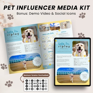 Pet Influencer Media Kit Canva Template Dogfluencer Pet Media Kit Rate Sheet Dog Media Kit for Instagram Tiktok Cat Press Kit Canva Template