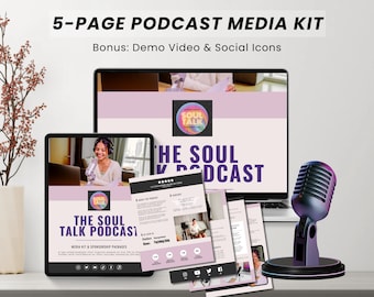 5 Page Podcast Media Kit Canva Template, Podcast Press Kit, Podcast Sponsorship, Podcast Media Kit Template, Pitch Deck Podcast