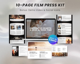 10 Page Film Press Kit Canva Template Film Media Kit Movie Press Kit Indie Film Media Kit Editable Template Canva Film EPK Movie EPK