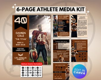 6 Page Athlete Media Kit Canva Template, Athlete Press Kit, Athlete Sponsorship, Athlete Media Kit Template