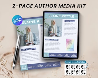 2-Page Author Press Kit Canva Template, Author Media Kit, Book Marketing Book Press Release, Book Media Kit Canva, Writer Media Kit Template