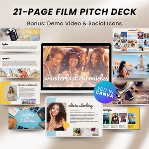 21 Page Film Pitch Deck Canva Template TV Pitch Deck Movie Pitching File Indie Film Presentation Editable Template Canva Film Pitch Deck