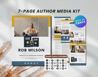 7-Page Author Media Kit Canva Template, Author Press Kit, Book Media Kit, Book Launch Press Release Canva, Writer Media Kit Canva Template