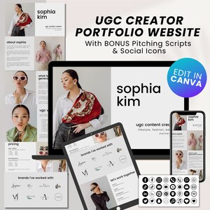 ugc canva template, editable in canva for ugc website portfolio