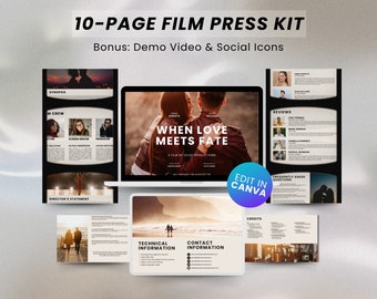 10 Page Film Press Kit Canva Template Film Media Kit Movie Press Kit Indie Film Media Kit Editable Template Canva Film EPK Movie EPK