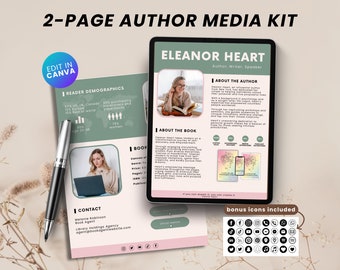 2-Page Author Press Kit Canva Template, Author Media Kit, Book Marketing Book Press Release, Book Media Kit Canva, Writer Media Kit Template