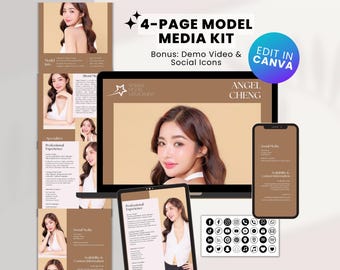 4-Page Model Media Kit Canva Template Model Press Kit EPK for Models Modeling Electronic Press Kit for Models Editable Template Canva