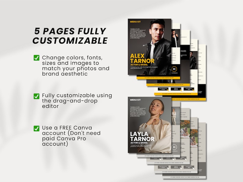 5-page Actor Media Kit Canva Template Actor Press Kit EPK for Actors ...