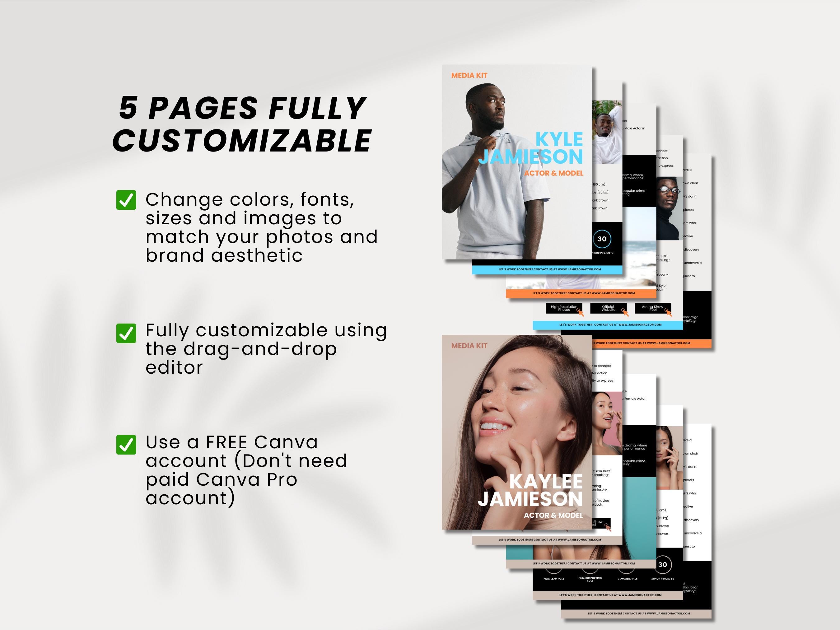 5-page Actor Media Kit Canva Template Actor Press Kit EPK for Actors ...