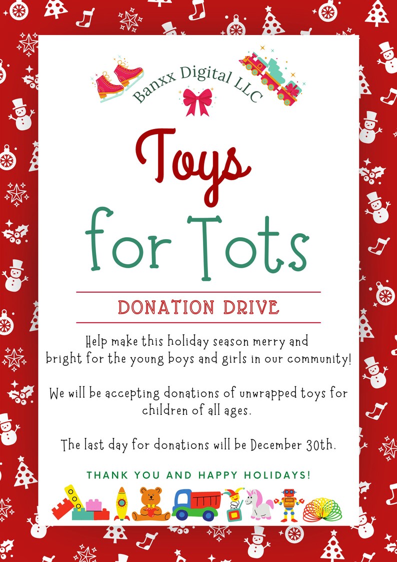 Toys for Tots Flyer Digital Download Template instant Download Etsy