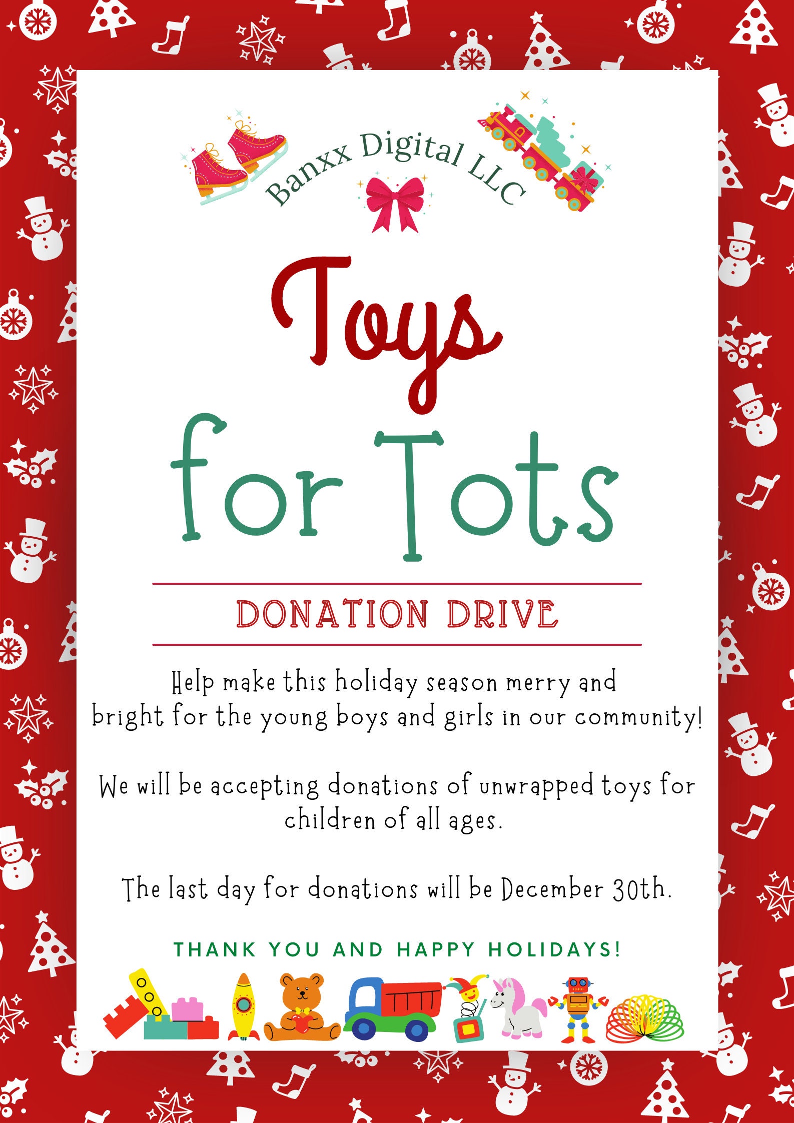 Toys for Tots Flyer Digital Download Template instant Download Etsy Toys for Tots Flyer Digital Download Template instant Download Etsy
