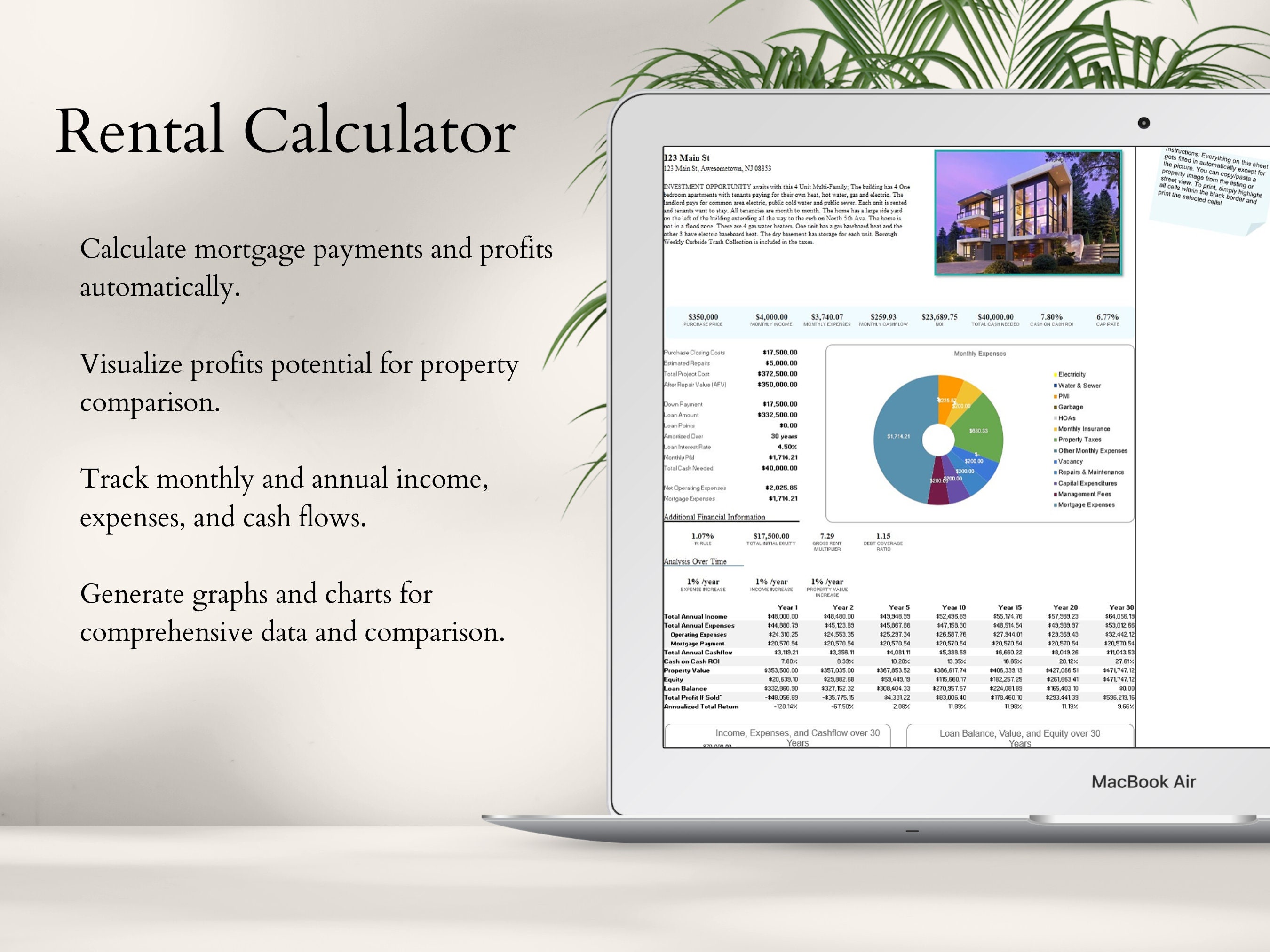 Real Estate Excel Template Rental Property Calculator Real Estate Agent
